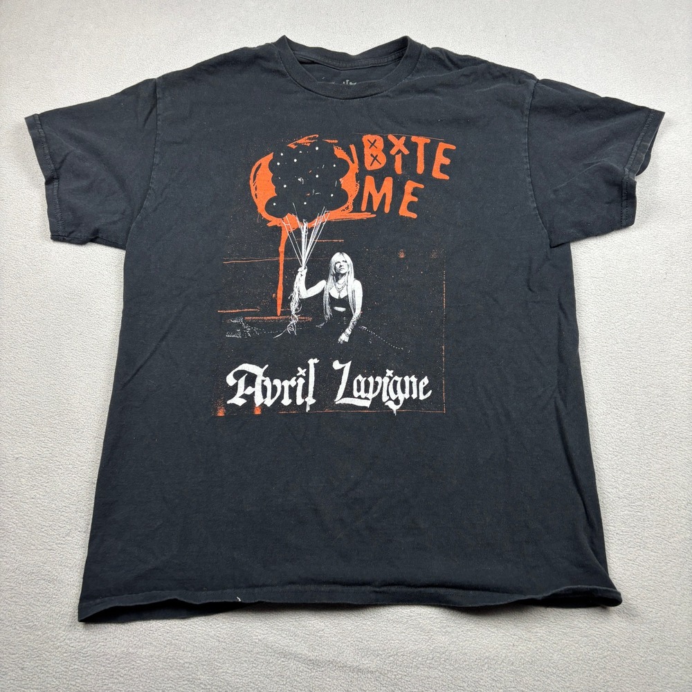Avril Lavigne Bite Me Canada Tour 2022 Black Graphic T-Shirt Mens Large
